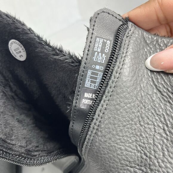 Ecco Fara Mid Cut Boots Calf Fur Lined Leather Fall Winter Gray Women Size 11 - Picture 5 of 7